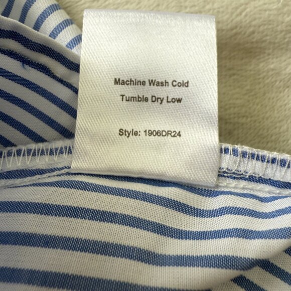 Blue and White Pinstripe Tie Front Shirt Dress NWT Size 2 - Picture 6 of 8